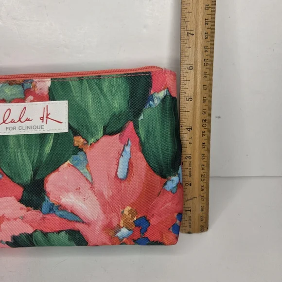 Lulu + Clinique Tropical Colorful Floral Cosmetic Pouch Makeup Bag - Picture 9 of 12